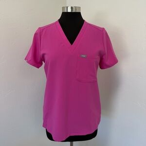 Figs Catarina One-Pocket Scrub Bright Pink Top Size S PO2325